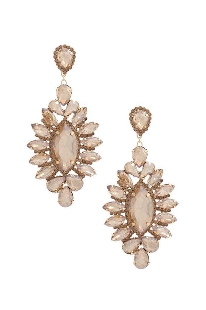 Marquise Rhinestone Dangle Earrings 4.25" - Tigbul's Variety Fashion Shop