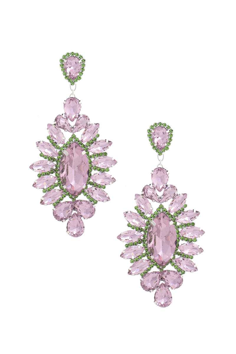 Marquise Rhinestone Dangle Earrings 4.25" - Tigbul's Variety Fashion Shop