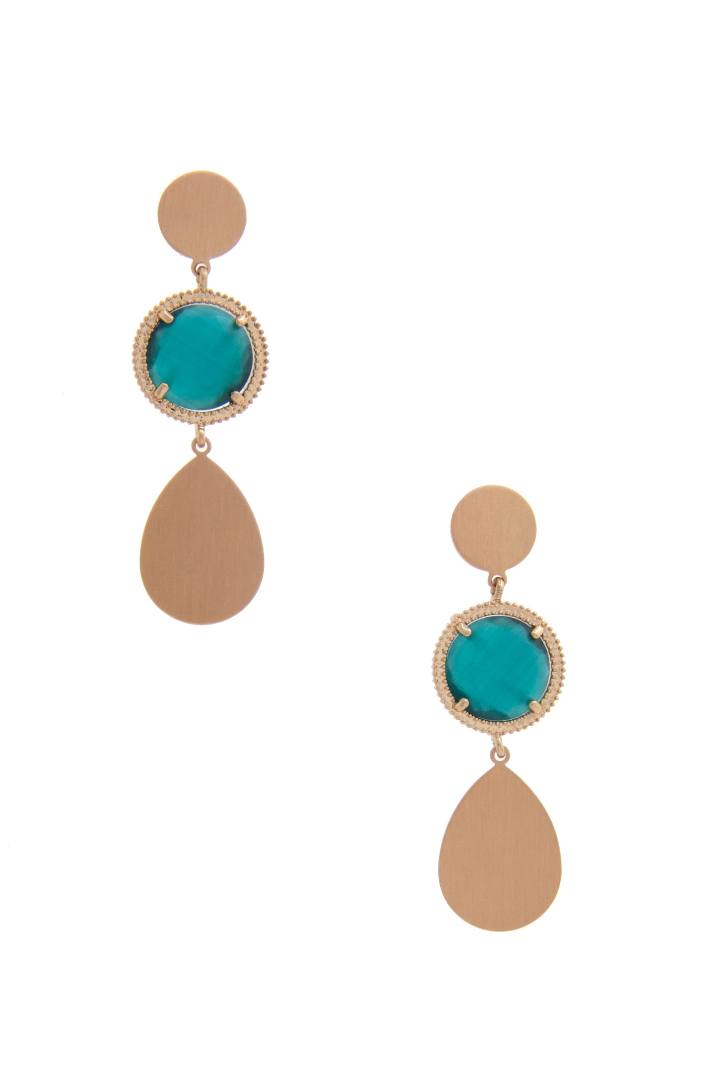 Round Gem Teardrop Dangle Earring - Tigbul's Variety Fashion Shop