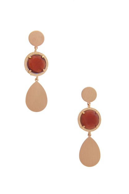 Round Gem Teardrop Dangle Earring - Tigbul's Variety Fashion Shop