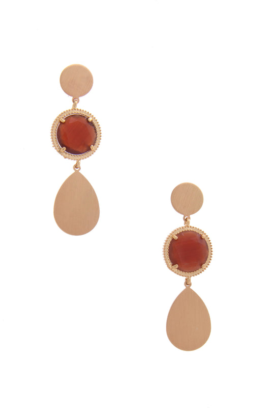 Round Gem Teardrop Dangle Earring - Tigbul's Variety Fashion Shop