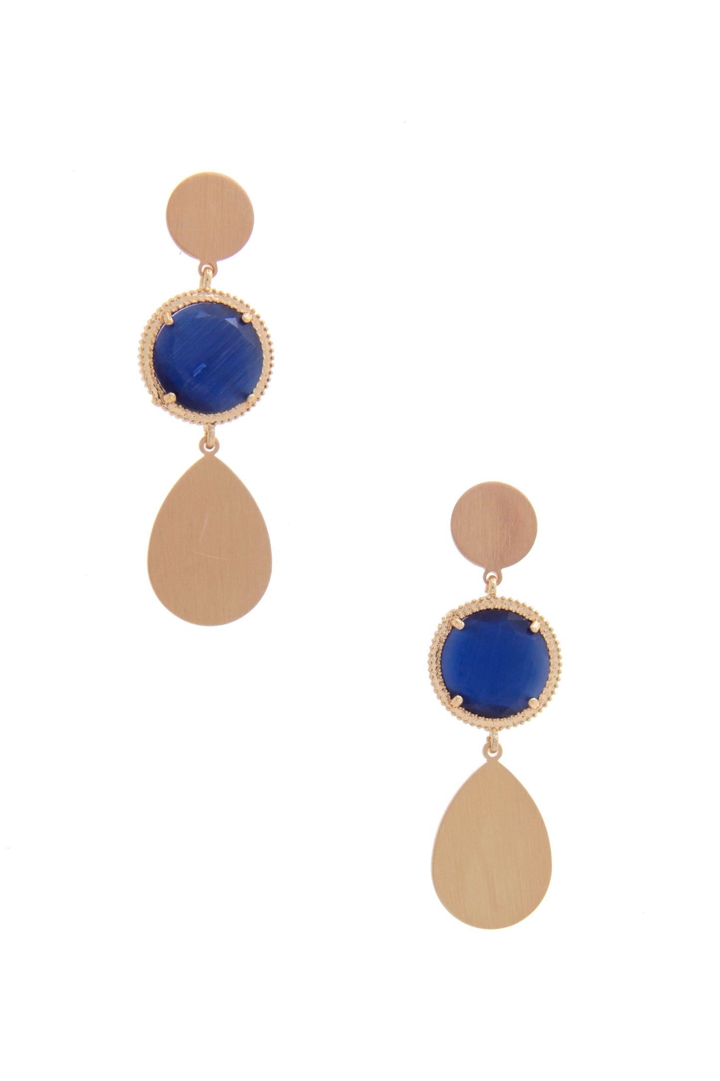 Round Gem Teardrop Dangle Earring - Tigbul's Variety Fashion Shop