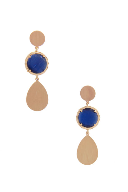 Round Gem Teardrop Dangle Earring - Tigbul's Variety Fashion Shop