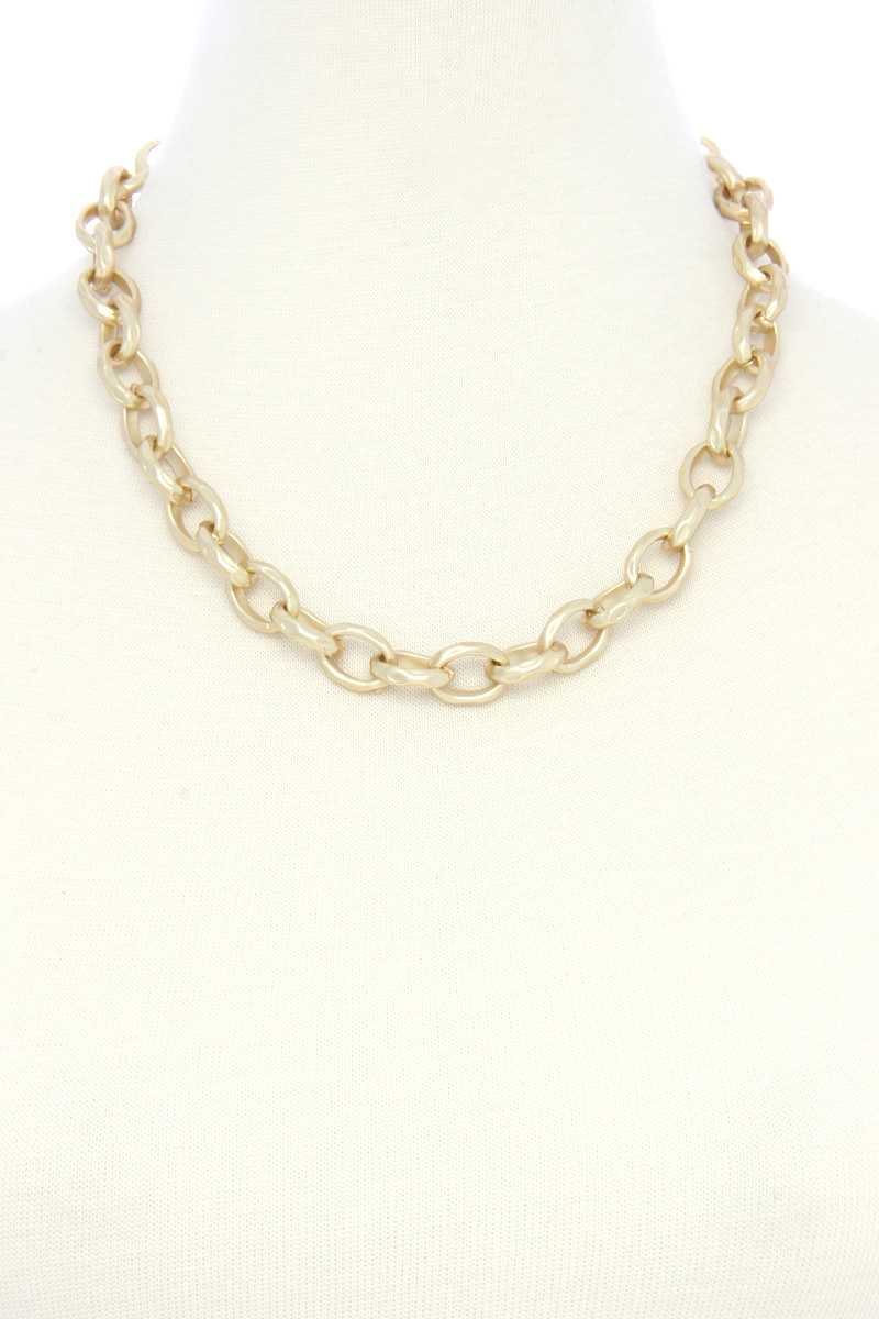 Circle Link Metal Necklace Gold Color - Tigbul's Variety Fashion Shop