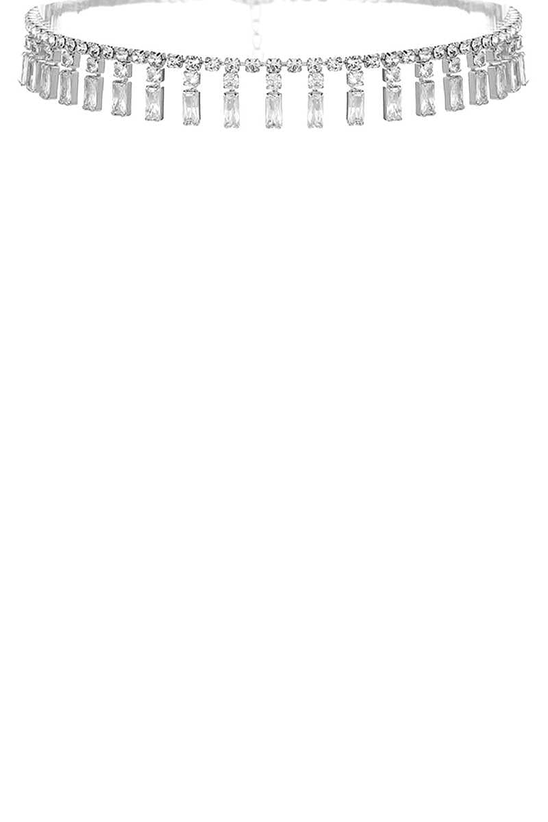 Crystal Baguette Piano Choker Necklace - Tigbul's Variety Fashion Shop