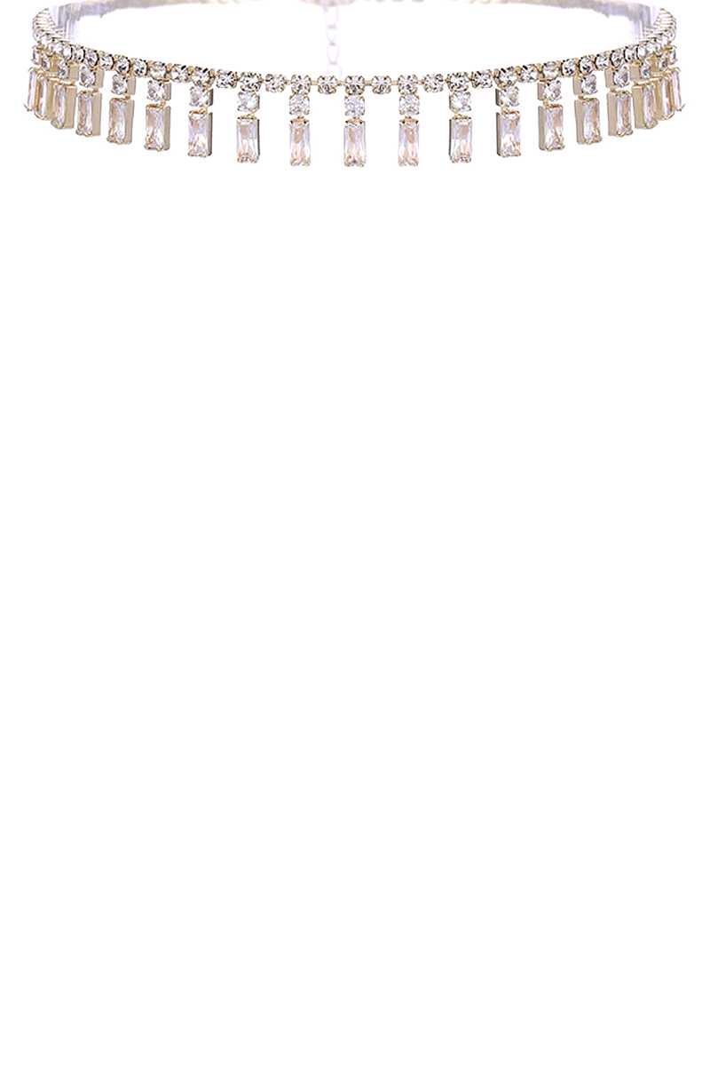 Crystal Baguette Piano Choker Necklace - Tigbul's Variety Fashion Shop