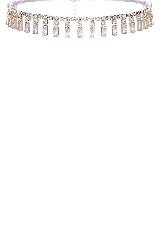 Crystal Baguette Piano Choker Necklace - Tigbul's Variety Fashion Shop