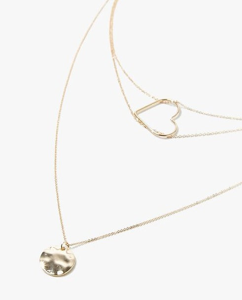 Layered Pendant Necklace Gold Tone 19" - Tigbul's Variety Fashion Shop