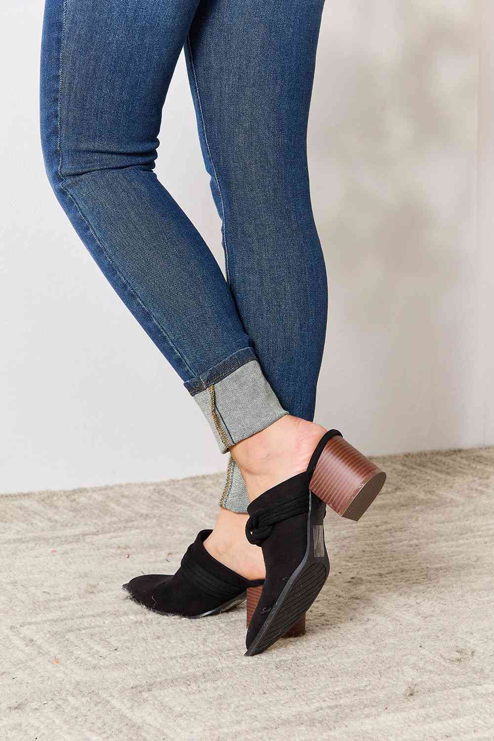Black Pointed-Toe Braided Trim Mules - Tigbul's Variety Fashion Shop