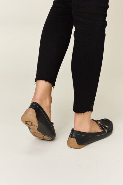 Black Slip-on Bow Flats Loafers - Tigbul's Variety Fashion Shop