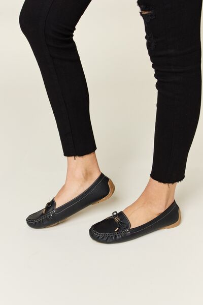 Black Slip-on Bow Flats Loafers - Tigbul's Variety Fashion Shop