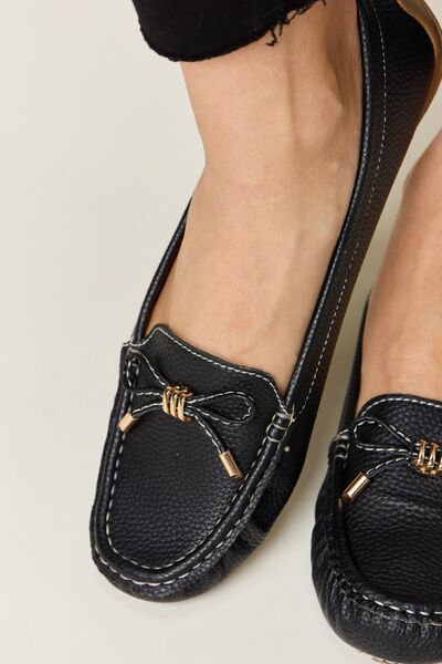 Black Slip-on Bow Flats Loafers - Tigbul's Variety Fashion Shop