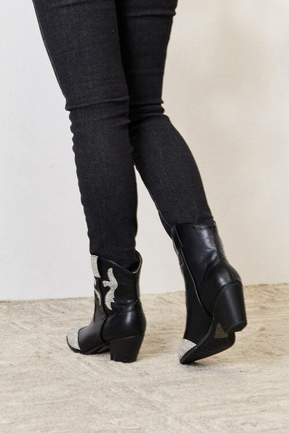 Rhinestone Black Pointed Boots - Tigbul's Variety Fashion Shop