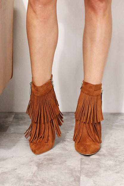 Women's Tassel Wedge Heel Ankle Booties - Tigbul's Variety Fashion Shop