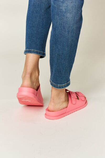 Pink Double Buckle Open Toe Sandals - Tigbul's Variety Fashion Shop