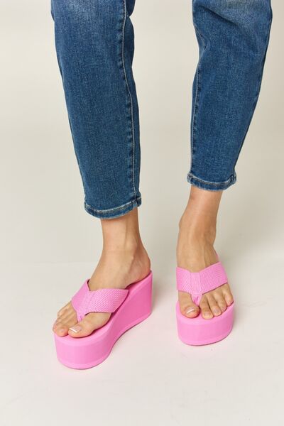 Pink Open Toe Platform Wedge Sandals - Tigbul's Variety Fashion Shop