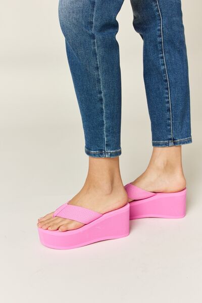 Pink Open Toe Platform Wedge Sandals - Tigbul's Variety Fashion Shop