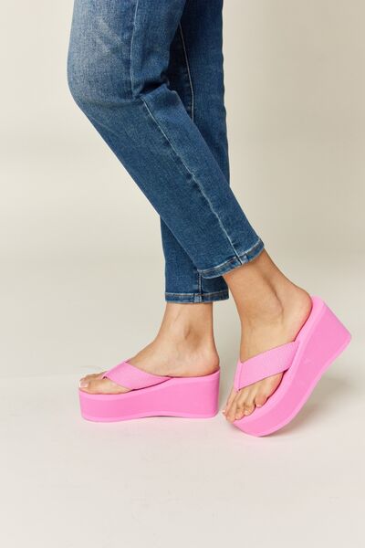Pink Open Toe Platform Wedge Sandals - Tigbul's Variety Fashion Shop