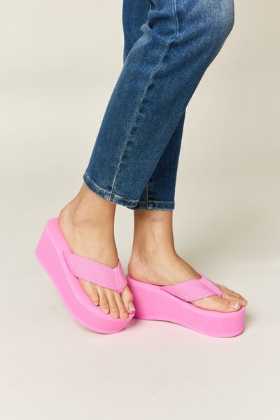 Pink Open Toe Platform Wedge Sandals - Tigbul's Variety Fashion Shop