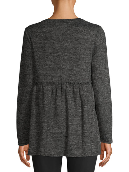 Maternity Blouse with Peplum Details Grey - Tigbul's Variety Fashion Shop