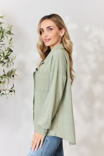 Button Down Long Sleeve Shirt in Sage Green - Tigbuls Variety Fashion