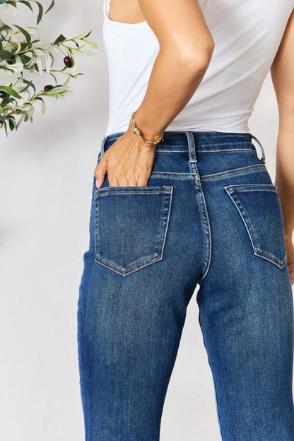 Dark Wash Cropped Straight Jeans - Tigbuls Variety Fashion