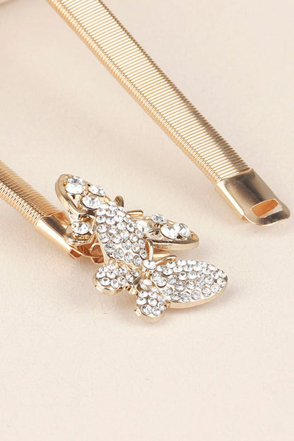 Rhinestone Butterfly Elastic Metal Belt - Tigbul's Fashion