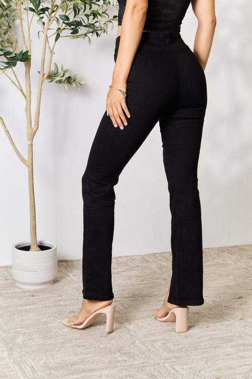 Black Slit At The Hem Front Bootcut Jeans - Tigbuls Variety Fashion