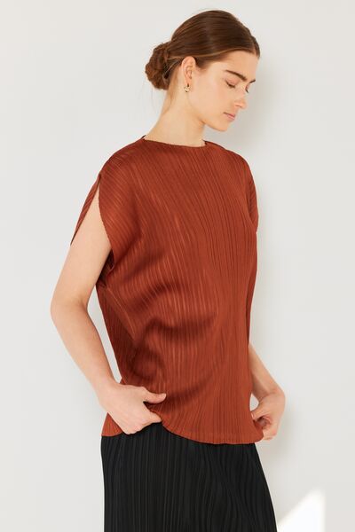 Rib Pleated Oversized Dolman Sleeve Top - Tigbuls Variety Fashion