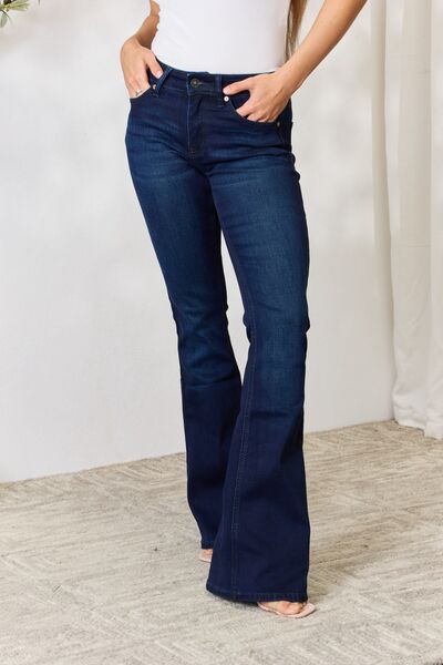 Mid Rise Flare Dark Blue Jeans - Tigbuls Variety Fashion