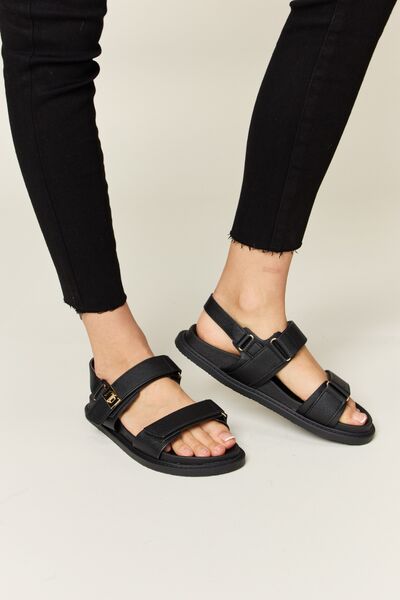 Black Adjustable Double Strap Slingback Sandals - Tigbuls Variety Fashion