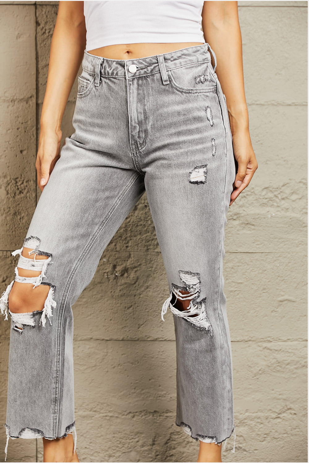 BAYEAS High Waisted Cropped Straight Jeans - Tigbul's Fashion