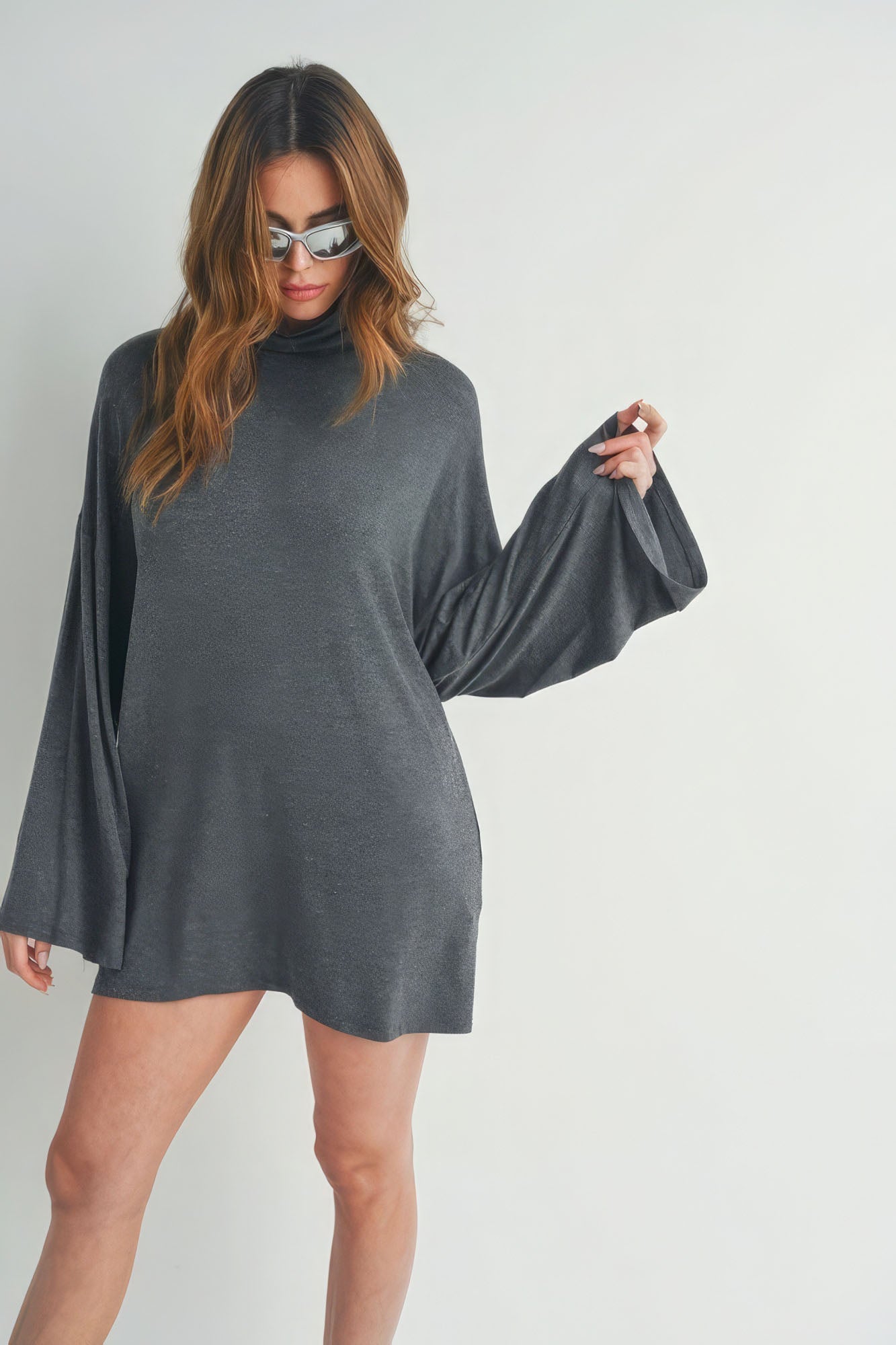 Bell Sleeve Turtle Neck Dress - Tigbul's Variety Fashion Shop