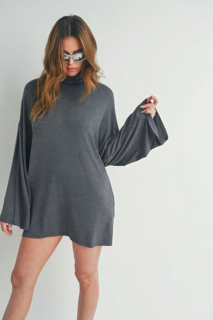 Bell Sleeve Turtle Neck Dress - Tigbul's Variety Fashion Shop