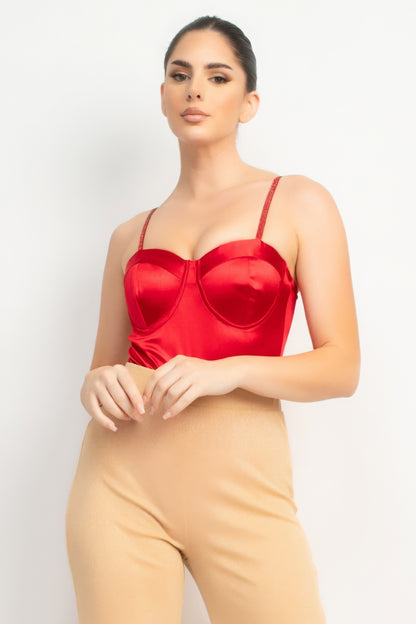 Rhinestone Strap Sweetheart Bodysuit - Tigbul's Variety Fashion Shop