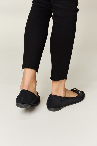 Charcoal Lycra Metal Buckle Flat Loafers - Tigbuls Variety Fashion