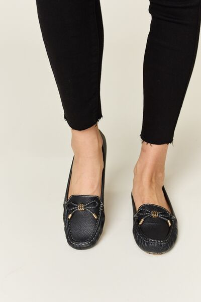 Black Slip-on Bow Flats Loafers - Tigbuls Variety Fashion