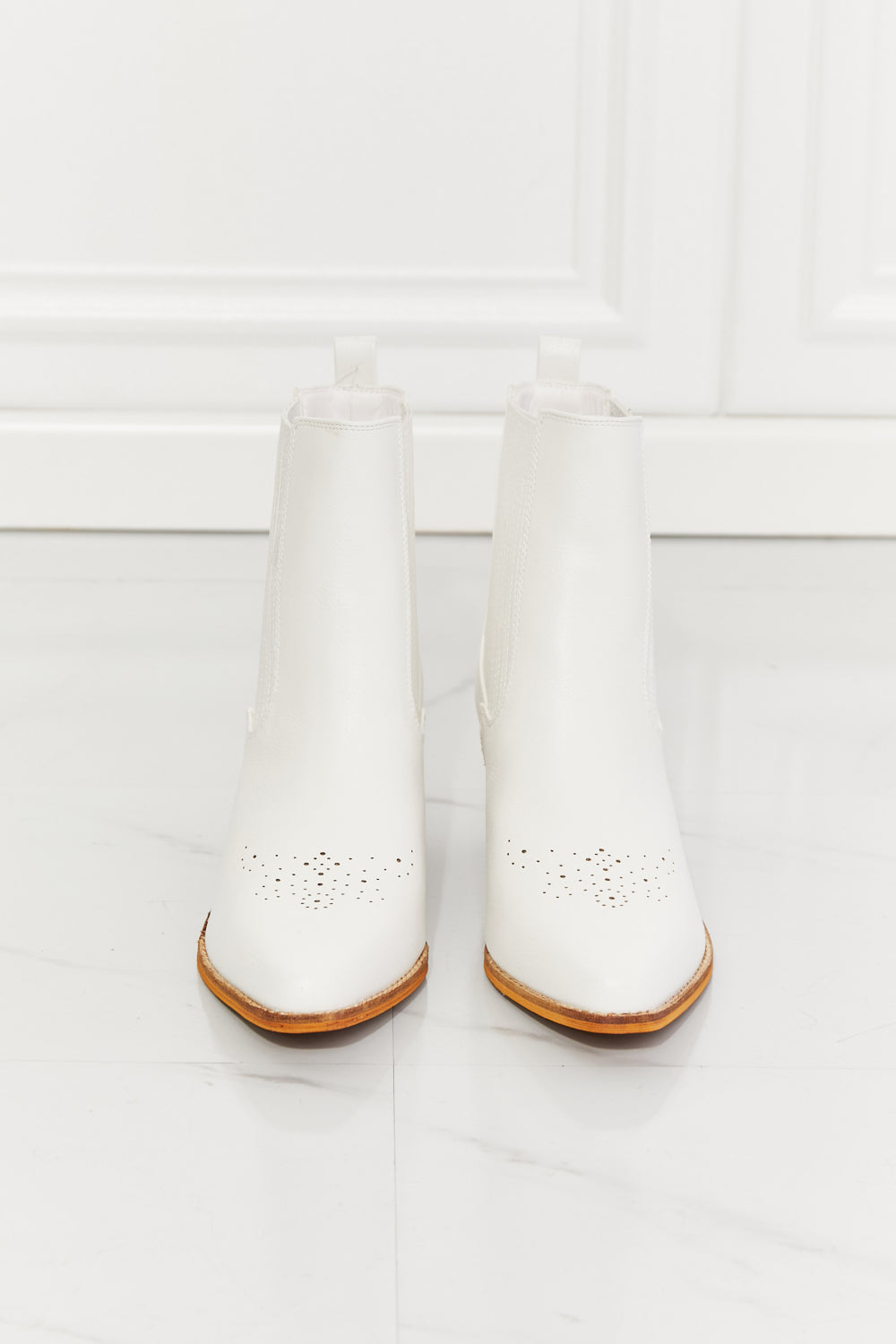 MMShoes Love the Journey Stacked Heel Chelsea Boot in White - Tigbul's Fashion