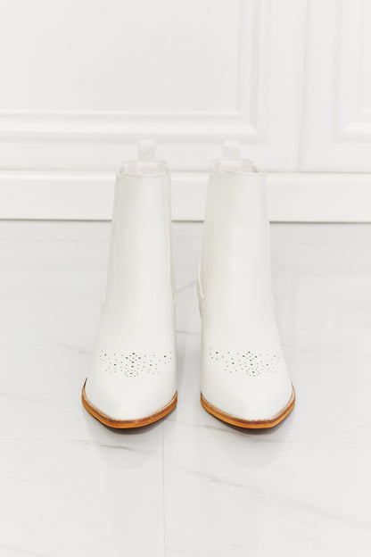 MMShoes Love the Journey Stacked Heel Chelsea Boot in White - Tigbul's Fashion