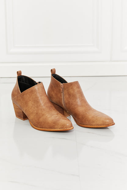 Embroidered Crossover Cowboy Bootie in Caramel - Tigbuls Variety