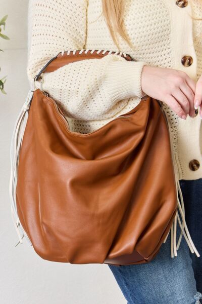 SHOMICO Fringe Detail Contrast Handbag - Tigbuls Variety Fashion