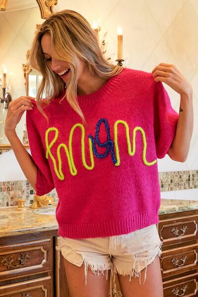 BiBi MOM Contrast Round Neck Sweater - Tigbuls Variety Fashion