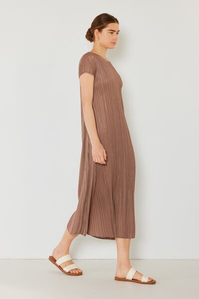 Marina West Swim Pleated Cap Sleeve A-Line Dress - Tigbuls Variety Fashion