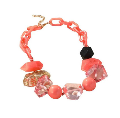 Chunky Beaded Oval Link Necklace - Tigbul's Variety Fashion Shop