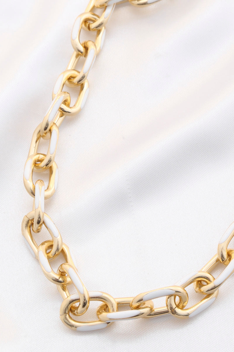 Color Metal Oval Link Necklace - Tigbul's Variety Fashion Shop