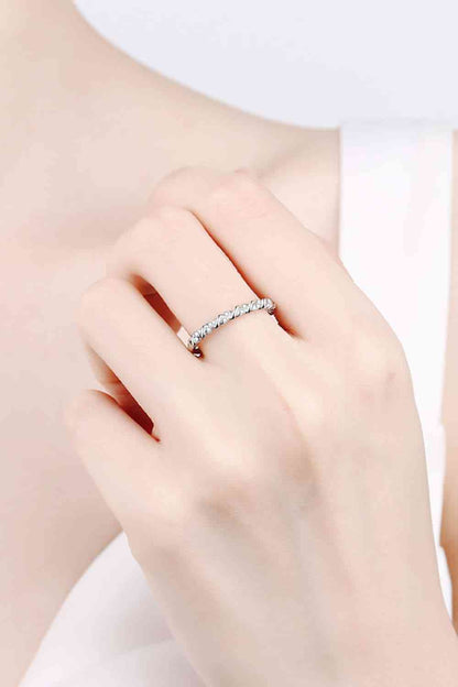 Moissanite Rhodium-Plated Half-Eternity Ring - Tigbuls Variety Fashion