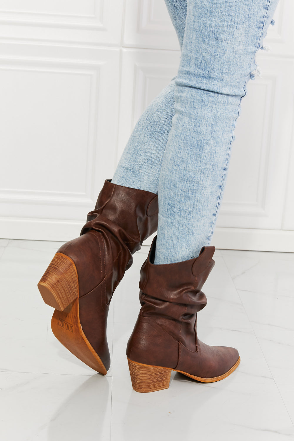 Women's Scrunch Cowboy Boots in Brown | Tigbul's Variety Fashion