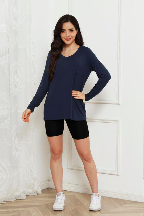 V-Neck Long Sleeve Top Size Small to 3XL - Tigbuls Variety Fashion