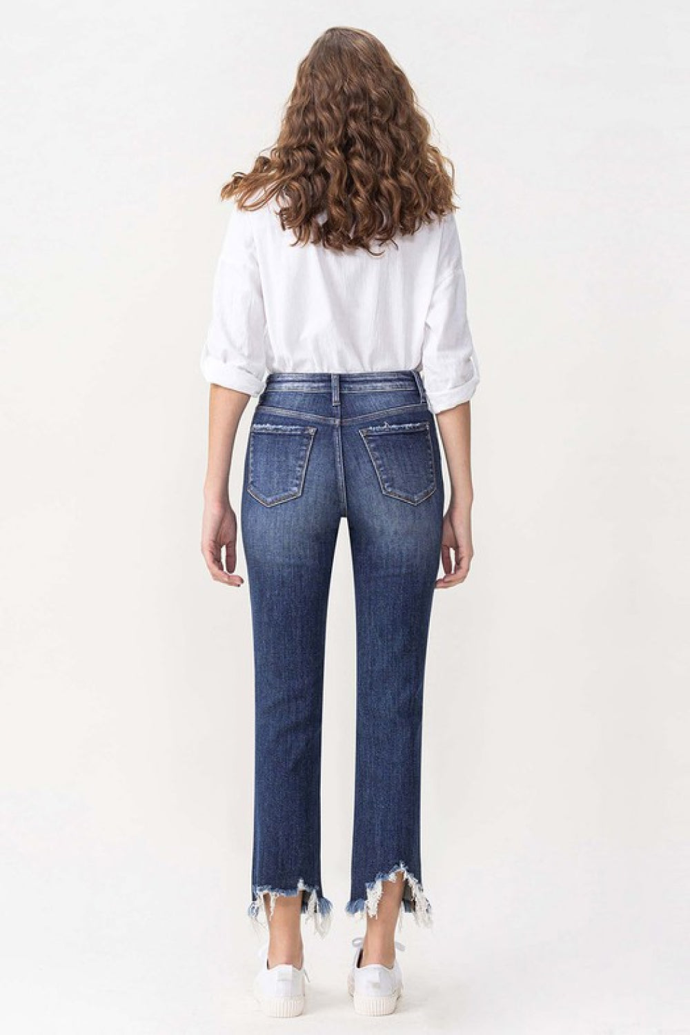High Rise Distressed Crop Straight Leg Jeans  - Tigbul's Fashion