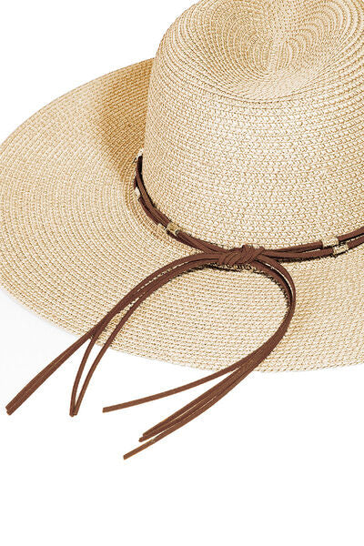 Fame Rope Strap Wide Brim Weave Hat - Tigbuls Variety Fashion